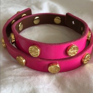 Tory Burch double wrap studded leather bracelet